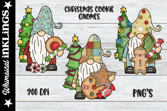Christmas Cookie Gnomes Illustrations for Crafting