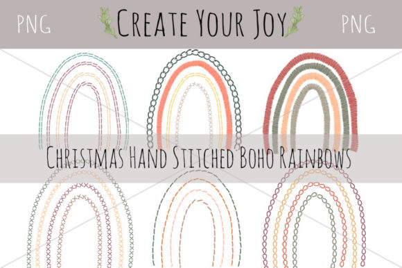 Christmas Embroidery Rainbow Sublimation Illustrations