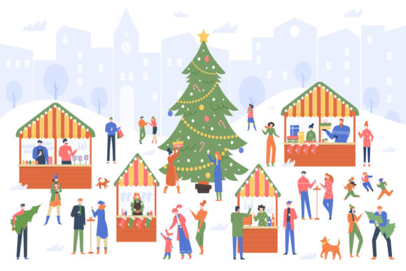Christmas Market Illustrations for Festive Web Design