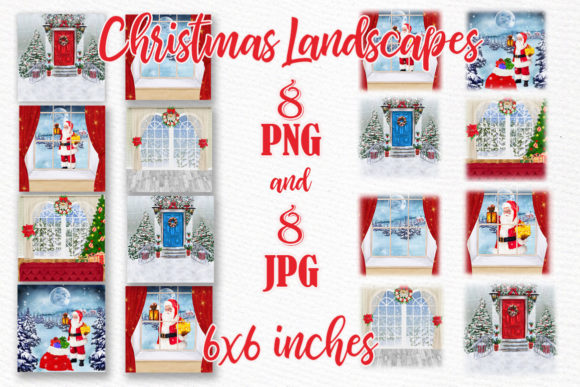 Christmas Scenery Illustrations for Digital Product Creators