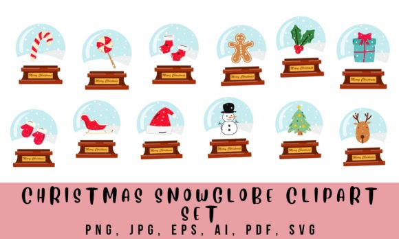 Christmas Snow Globe Clipart Collection for Handmade Creations