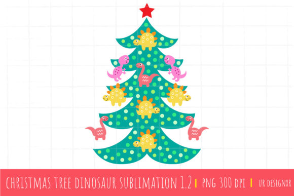 Christmas Tree Dinosaur Sublimation 1.2 Illustrations
