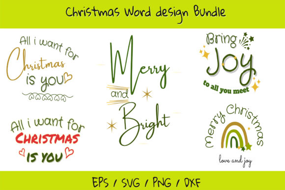 Christmas Word Design Bundle Illustrations for Handmade Creations