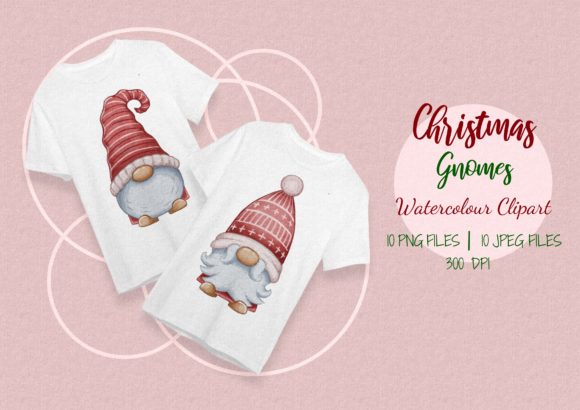 Cute Watercolor Christmas Gnomes Bundle for Illustrations