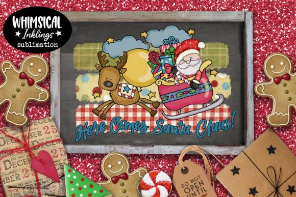 Here Comes Santa Claus-Christmas Illustration for Crafting