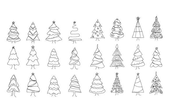 Mega Bundle Line Abstract Tree Christmas Illustrations