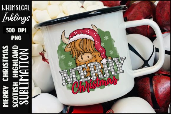 Merry Christmas Scottish Highland Illustration