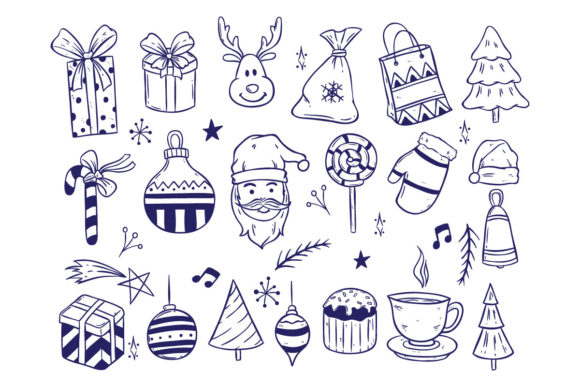 Set of Doodle Christmas Elements for Blog and Website Design