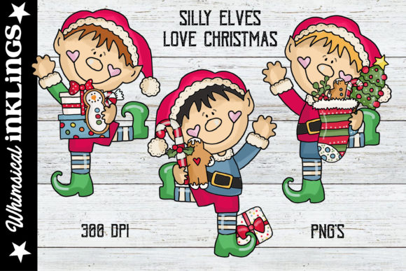 Silly Elves Love Christmas Illustrations