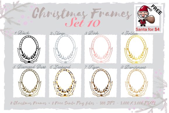 Sublimation Christmas Frames Set 10 Illustrations