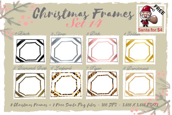 Sublimation Christmas Frames Set 14 Illustrations