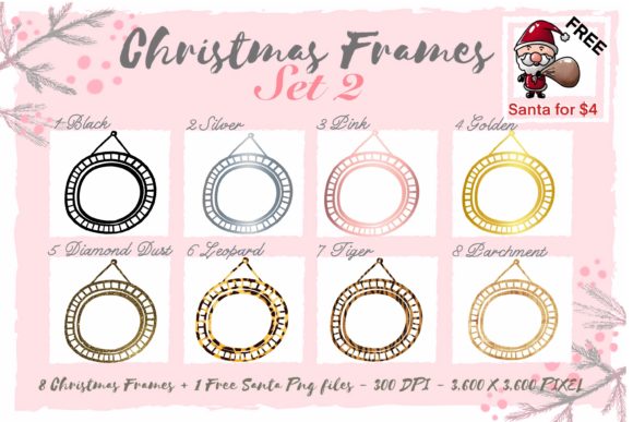 Sublimation Christmas Frames Set 2 Illustrations