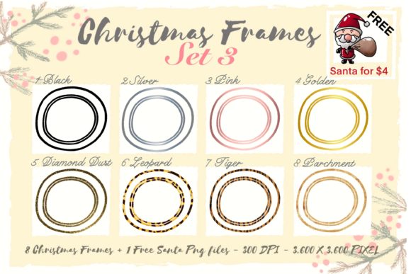 Sublimation Christmas Frames Set 3 for Illustrations